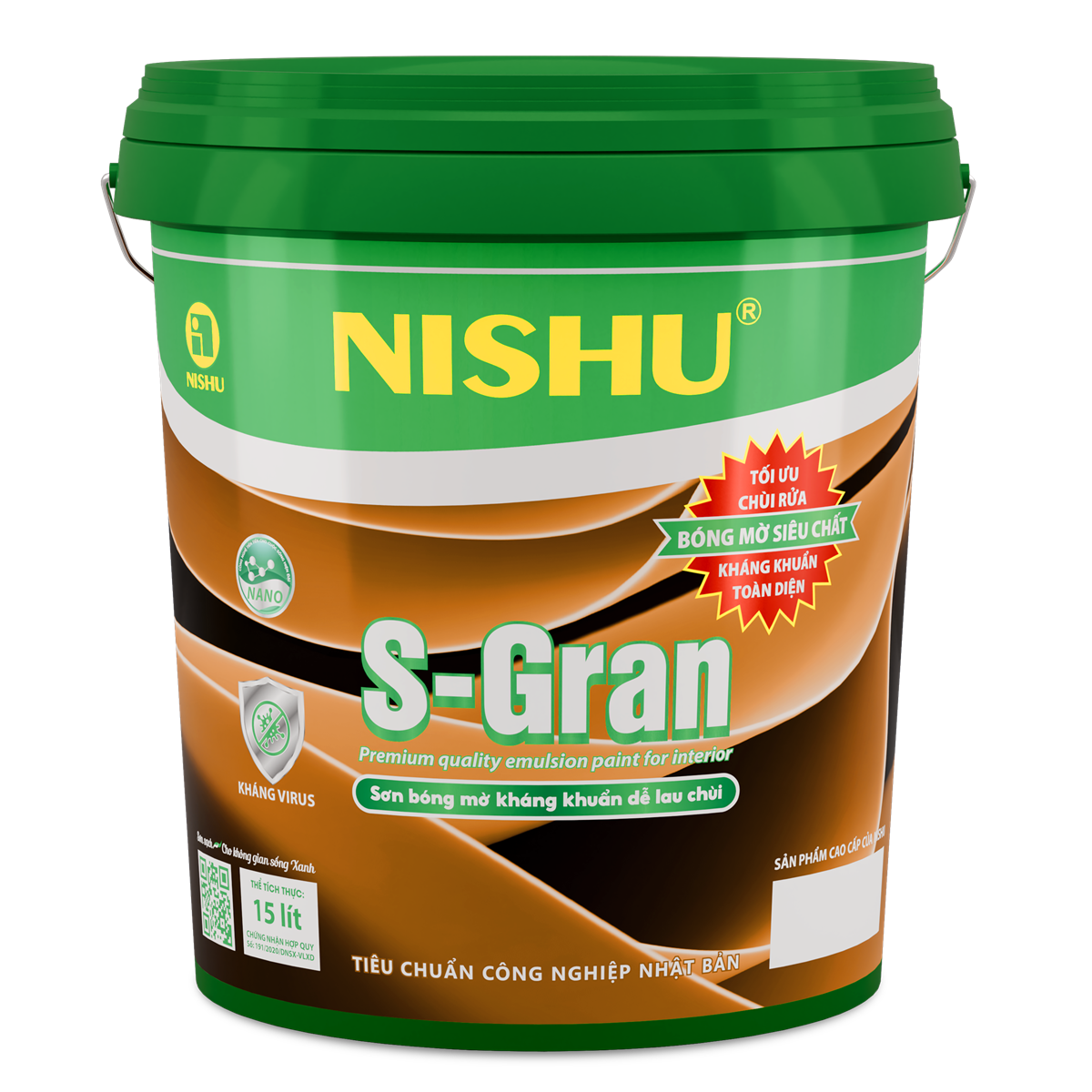 Sơn bóng mờ nội thất kháng khuẩn dễ lau chùi S-GRAN