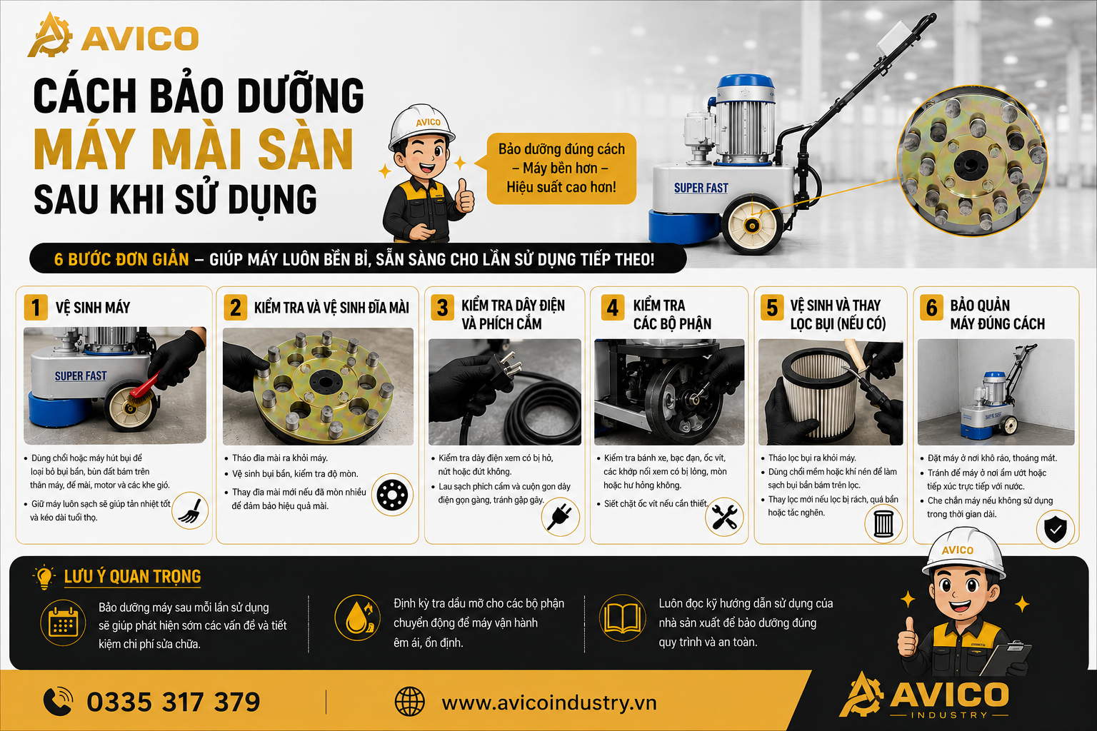 bảo dưỡng máy mài sàn