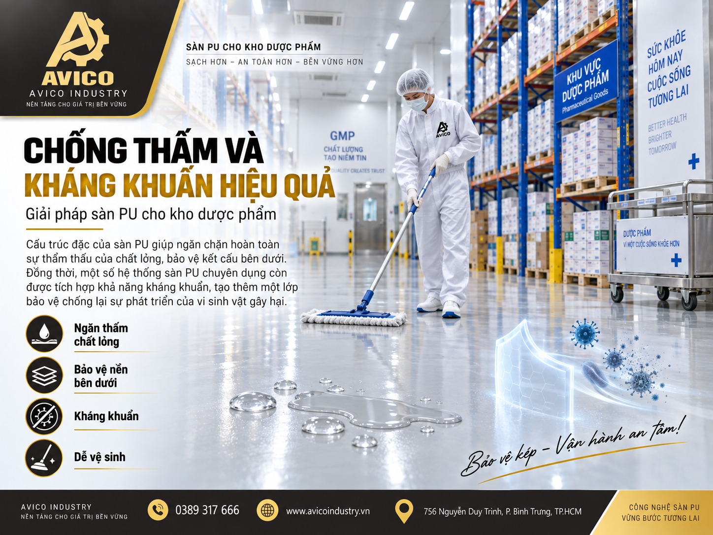 Sàn PU kho dược: Giải pháp tối ưu cho môi trường vô trùng 4 012ff925 5a53 4df3 9703 e5c65ea4767a