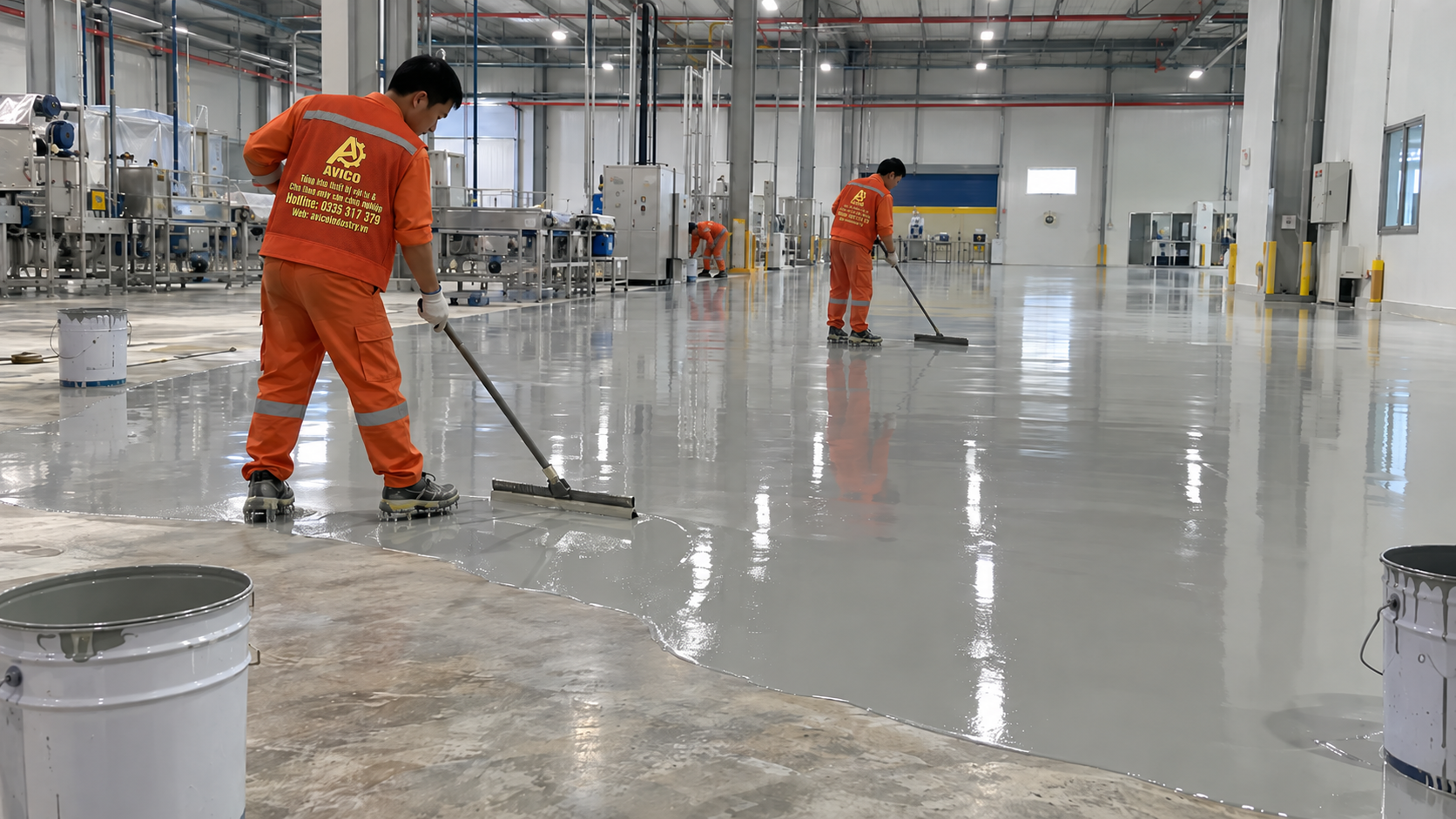 Thi Công Sàn PU Tự San Nhà Xưởng